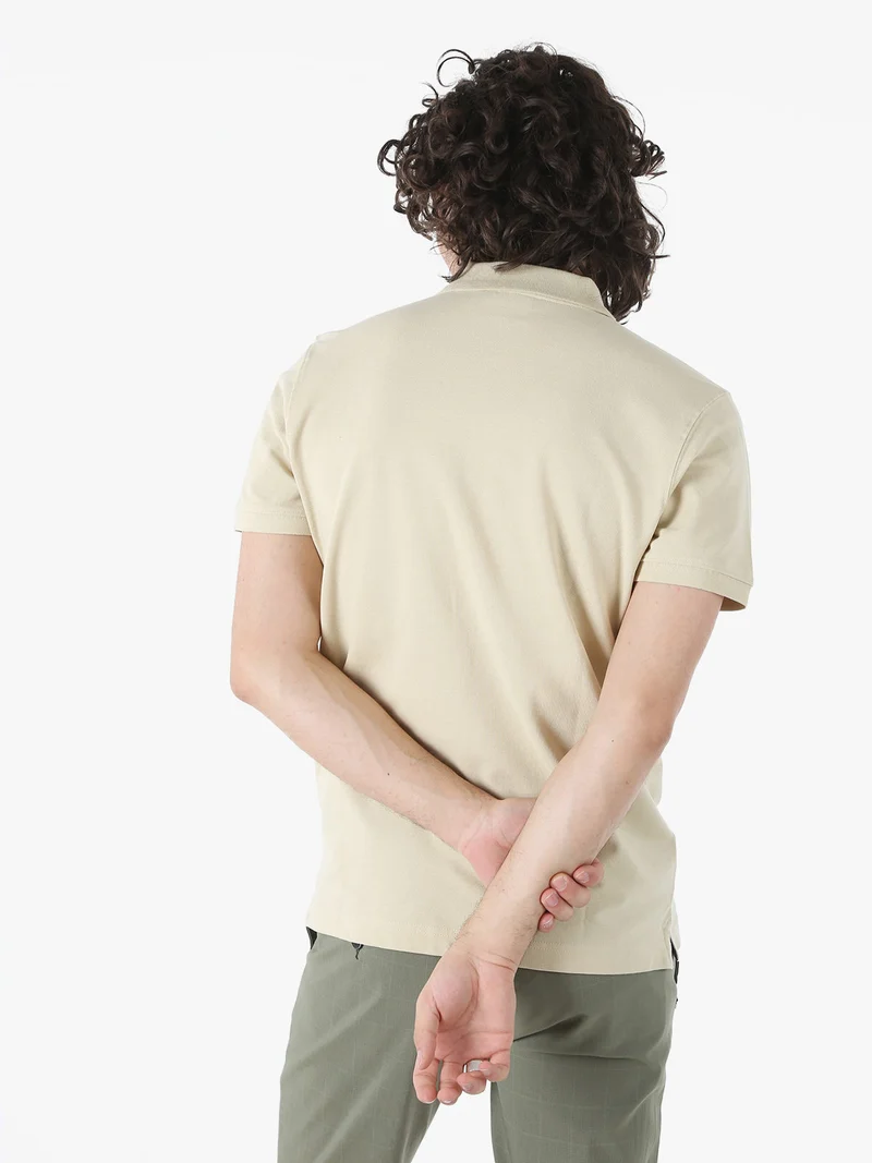 Polo da uomo in cotone a maniche corte - naturale