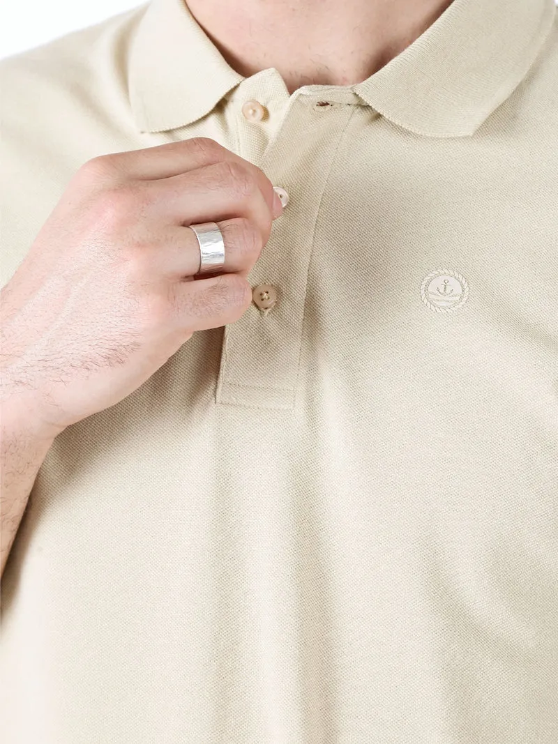 Polo da uomo in cotone a maniche corte - naturale
