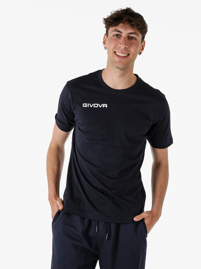T-shirt girocollo da uomo in cotone - blu scuro