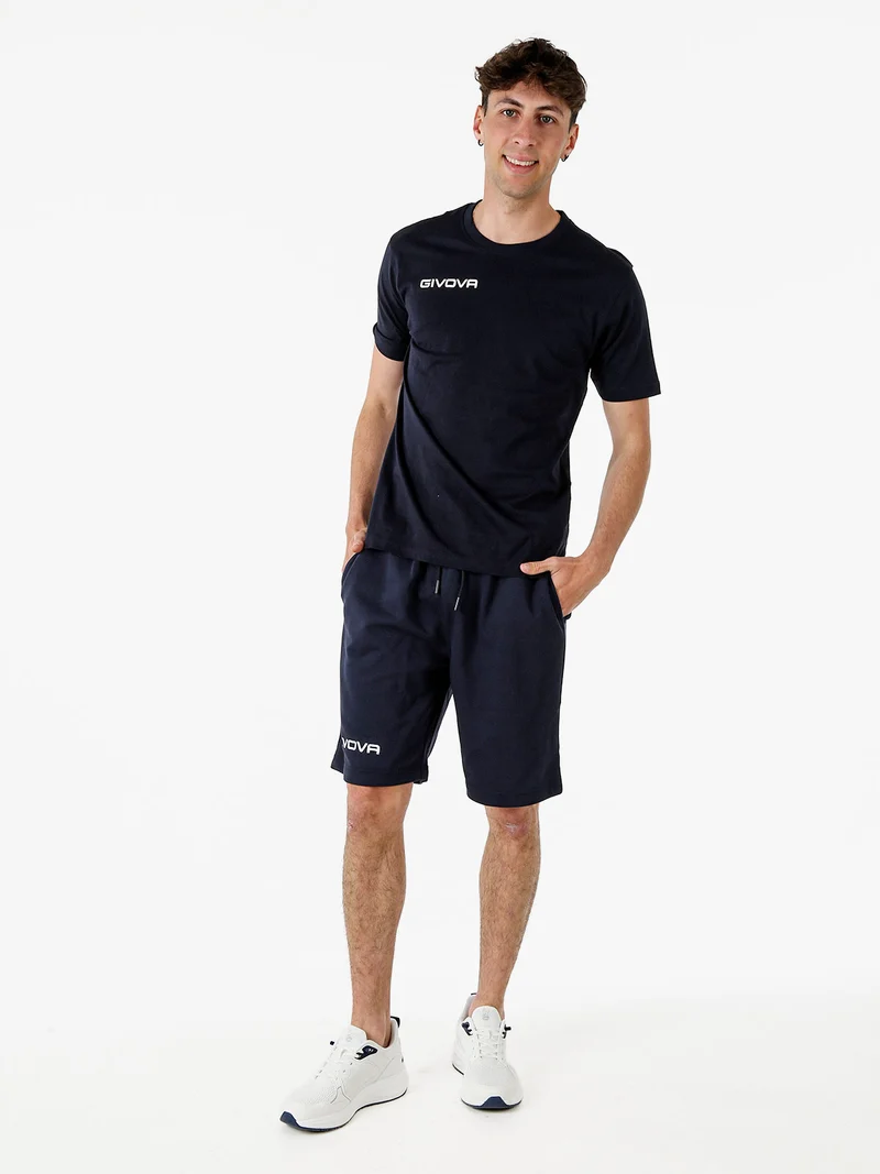 T-shirt girocollo da uomo in cotone - blu scuro