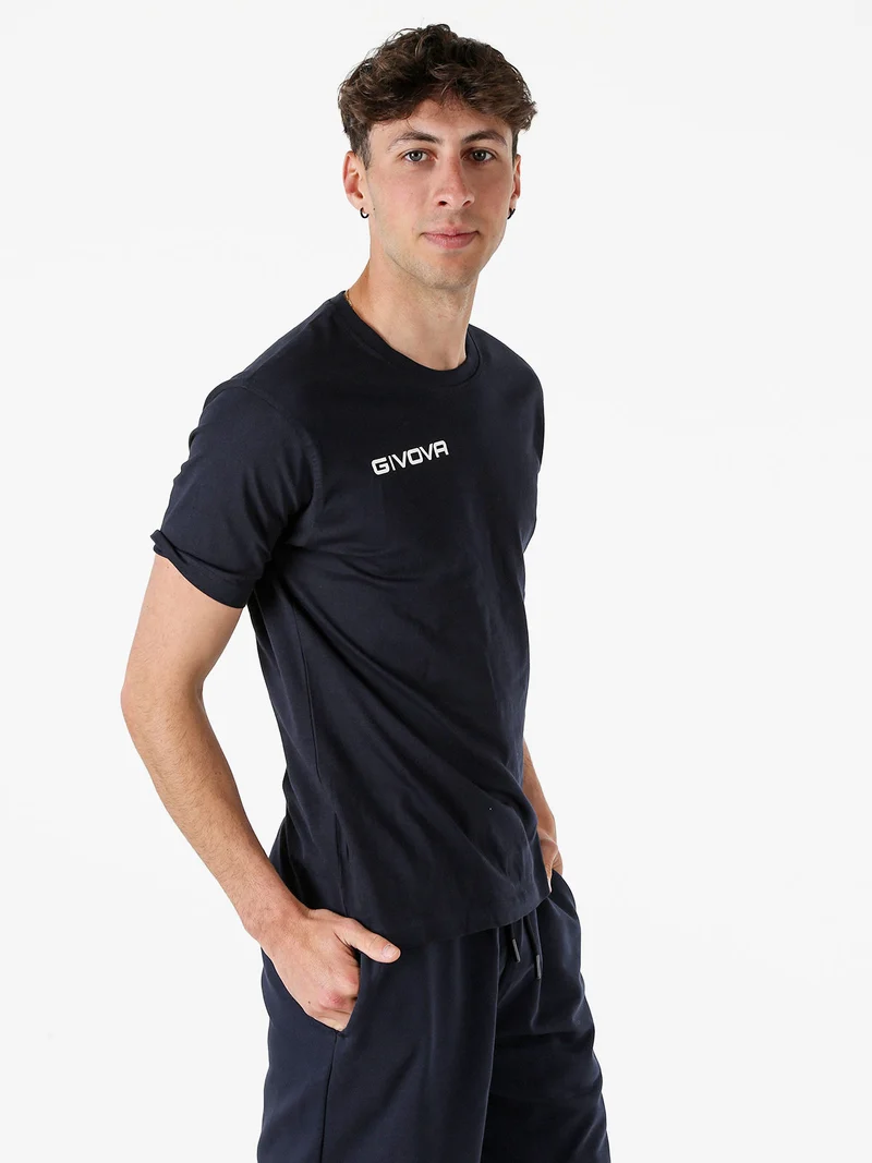 T-shirt girocollo da uomo in cotone - blu scuro