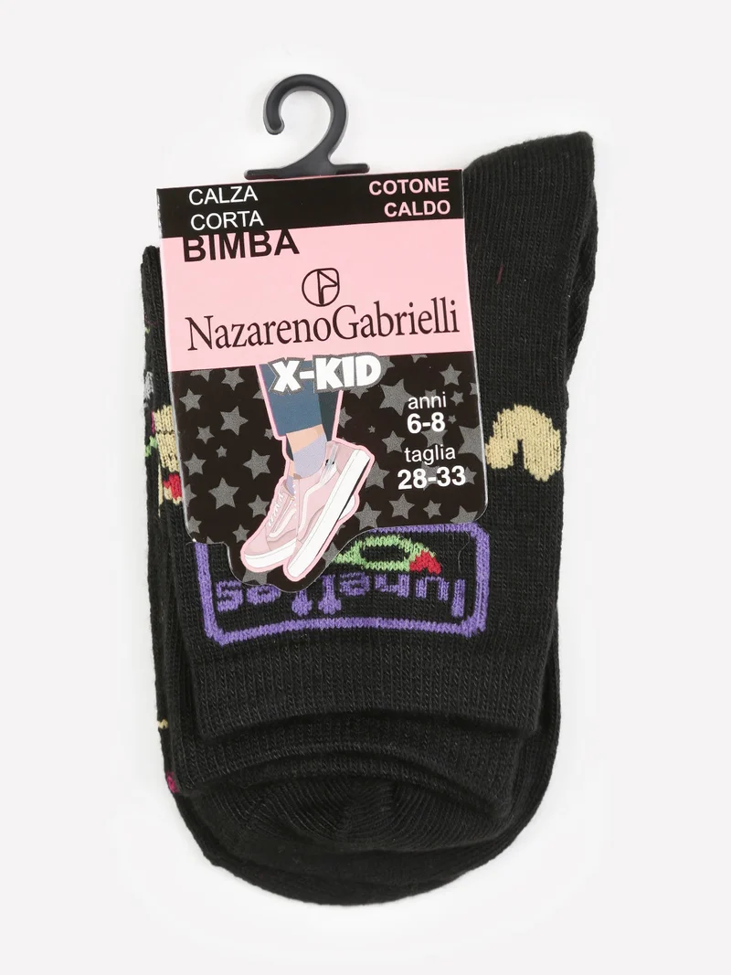 Calze corte da bambina in caldo cotone - nero