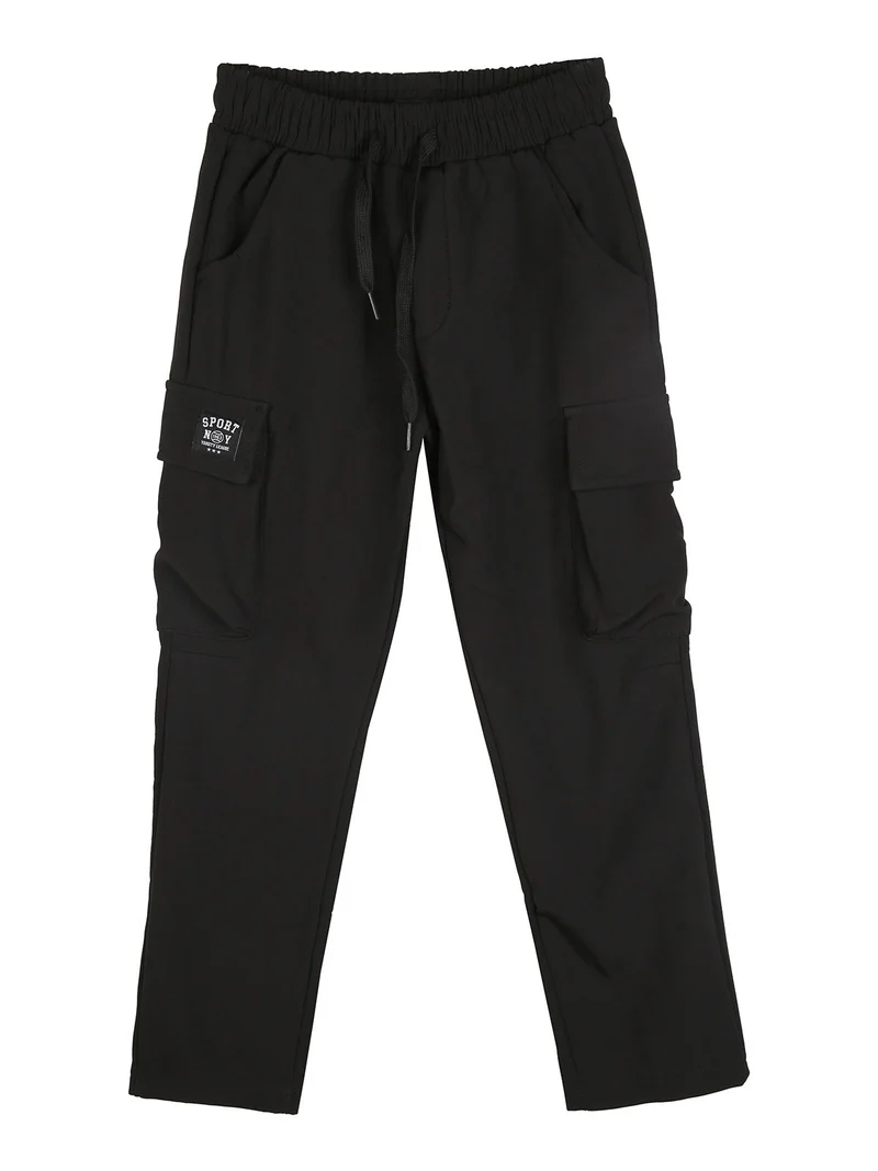 Pantaloni da ragazzo cargo con interno in pile - nero