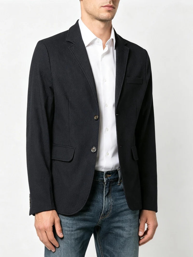 Blazer casual da uomo con bottoni - nero