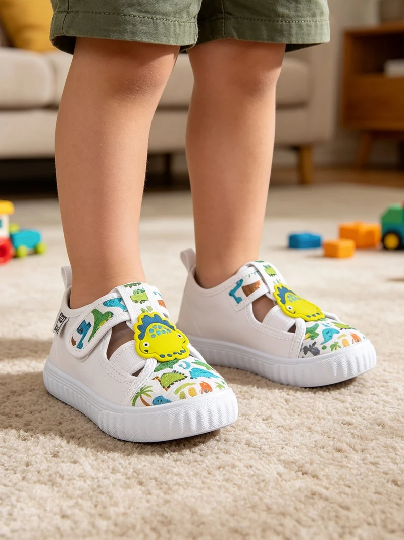 Sandali chiusi da bambino con cinturino a strappo - bianco