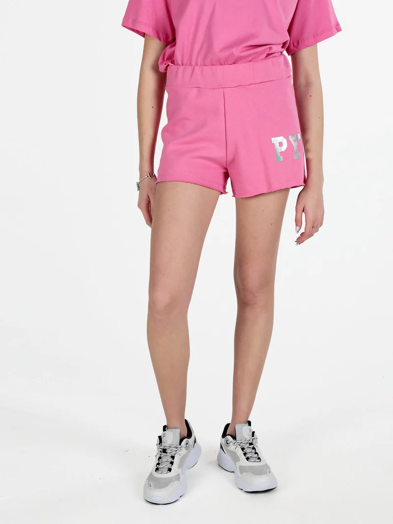 Shorts sportivi da donna in felpa - fucsia