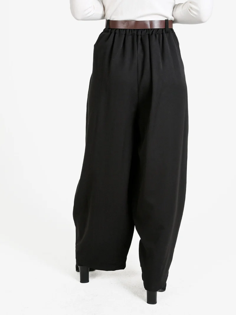 Pantaloni donna casual a palloncino con cintura - nero