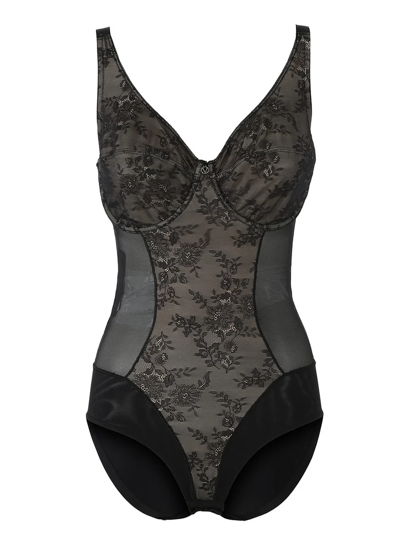 DR42 Body francese da donna con ferretto coppa D - nero