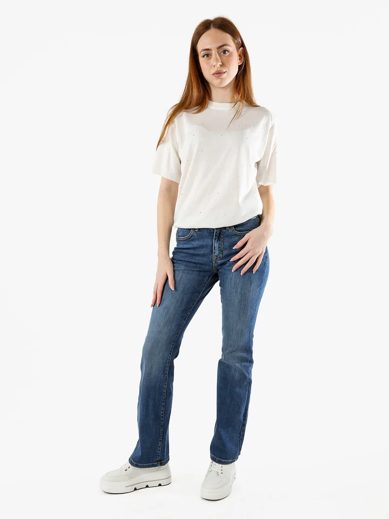 Jeans donna a vita bassa con finale a zampa - jeans