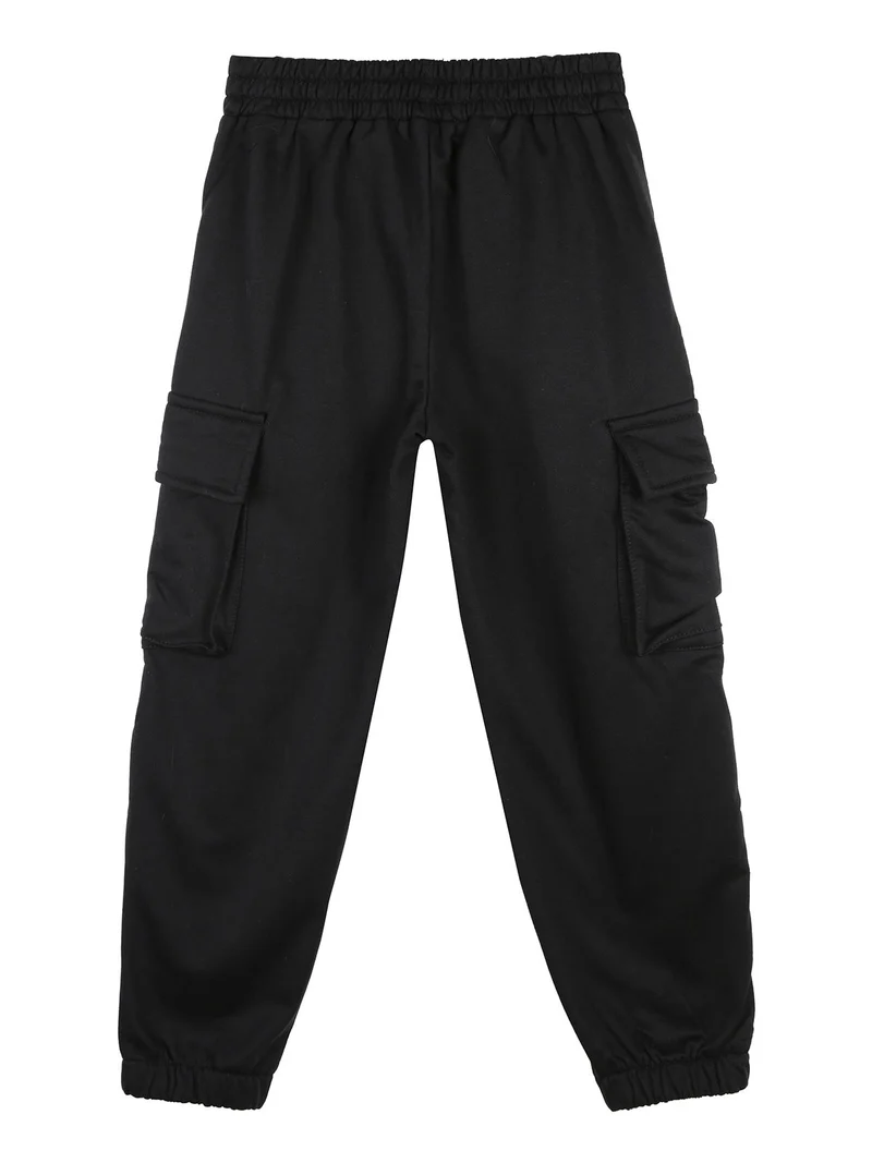 Pantaloni tuta da bambina con tasconi laterali e polsini - nero