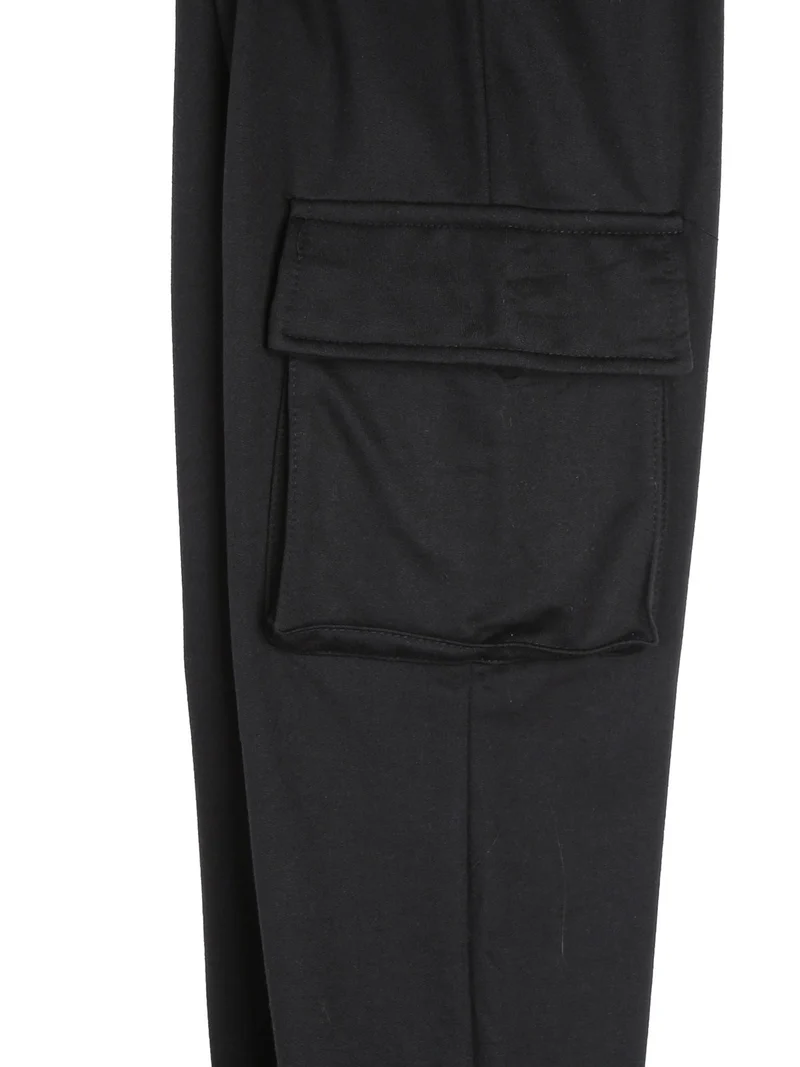 Pantaloni tuta da bambina con tasconi laterali e polsini - nero