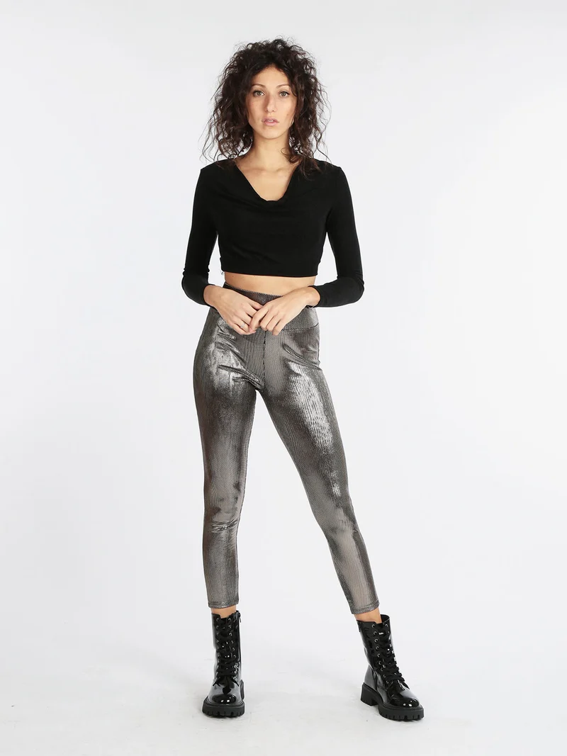 Leggings donna con lurex - champagne