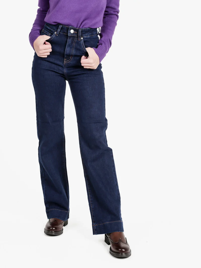 Jeans donna a vita alta - blu scuro