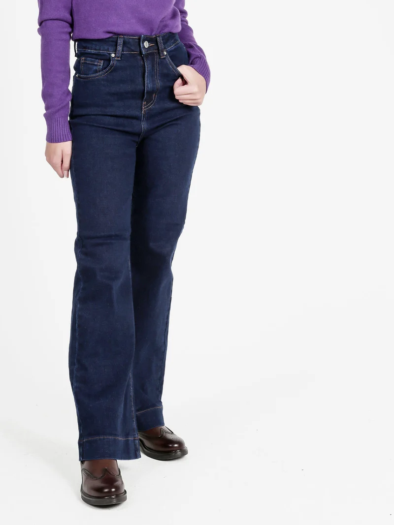 Jeans donna a vita alta - blu scuro