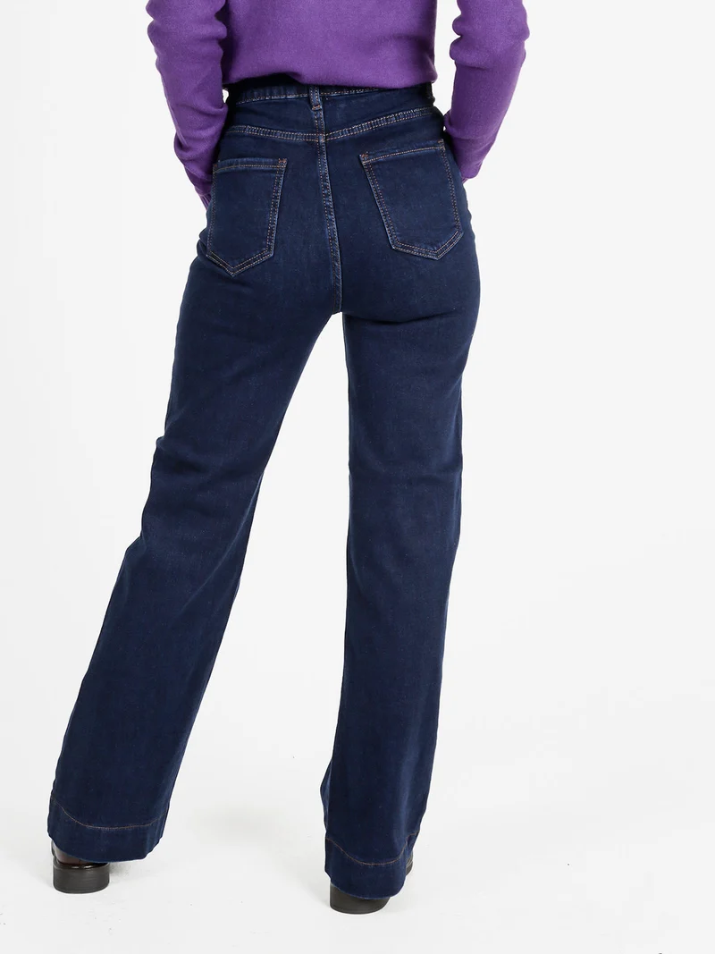 Jeans donna a vita alta - blu scuro