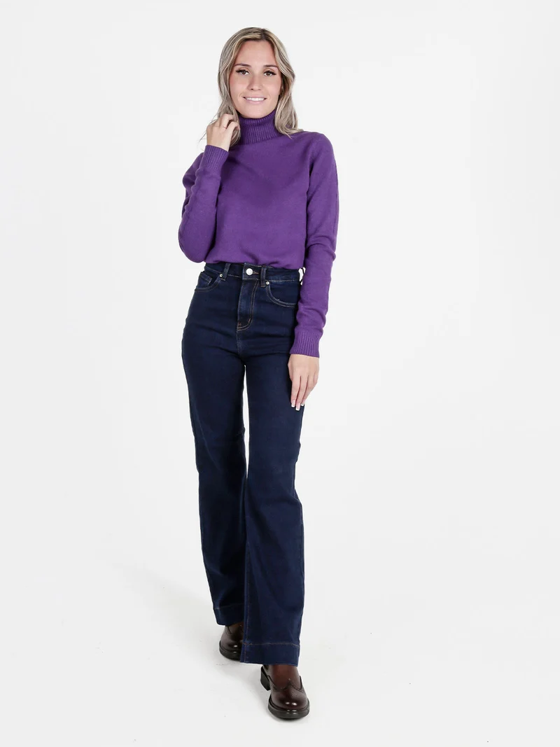 Jeans donna a vita alta - blu scuro