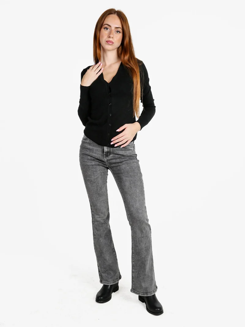 Cardigan donna in maglia con bottoni - nero
