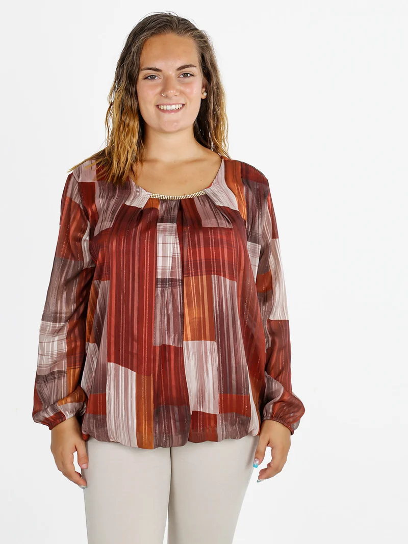 Blusa donna a maniche lunghe - cuoio