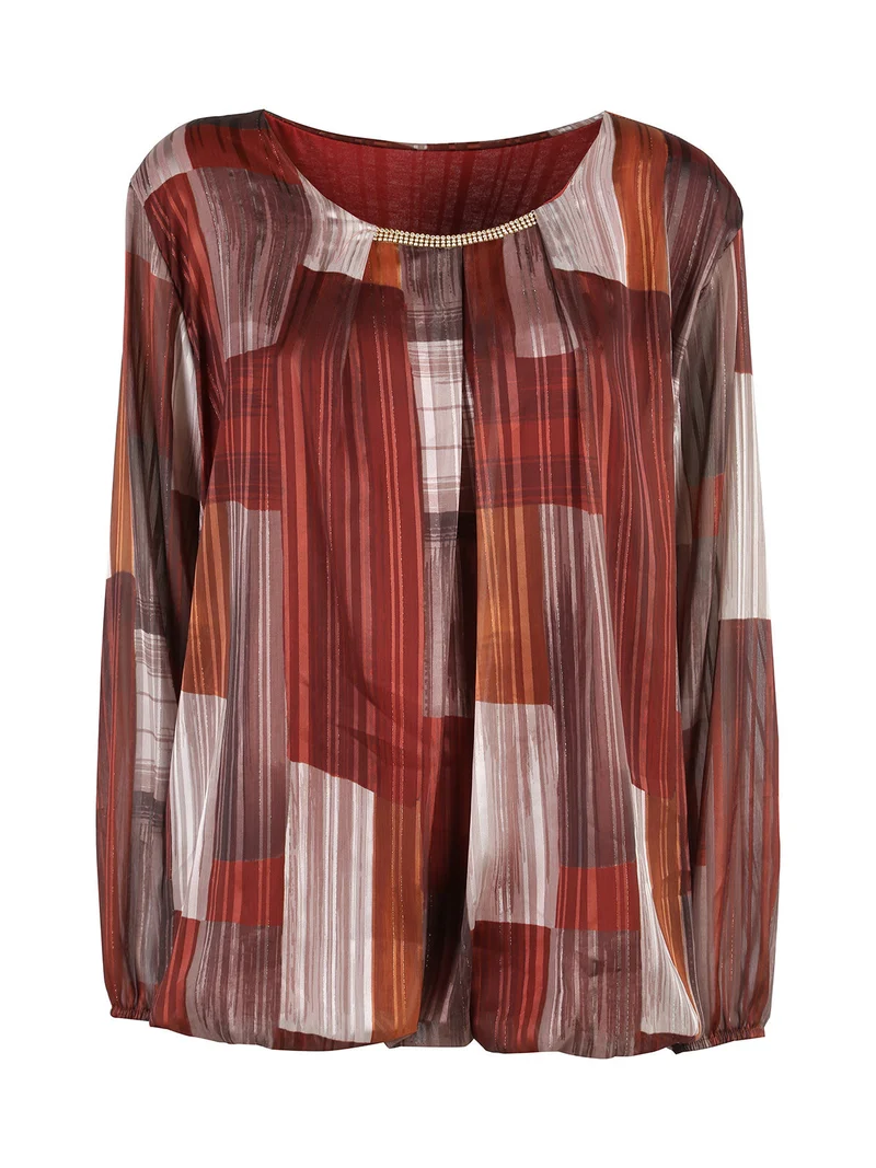 Blusa donna a maniche lunghe - cuoio