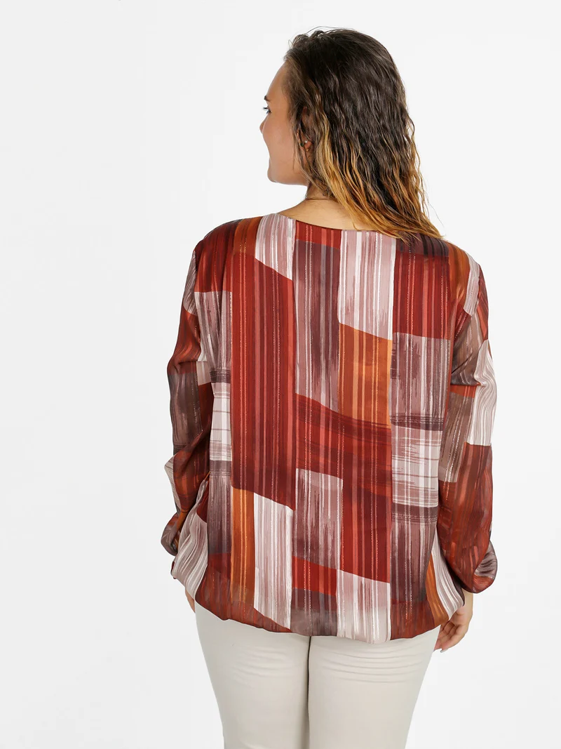 Blusa donna a maniche lunghe - cuoio