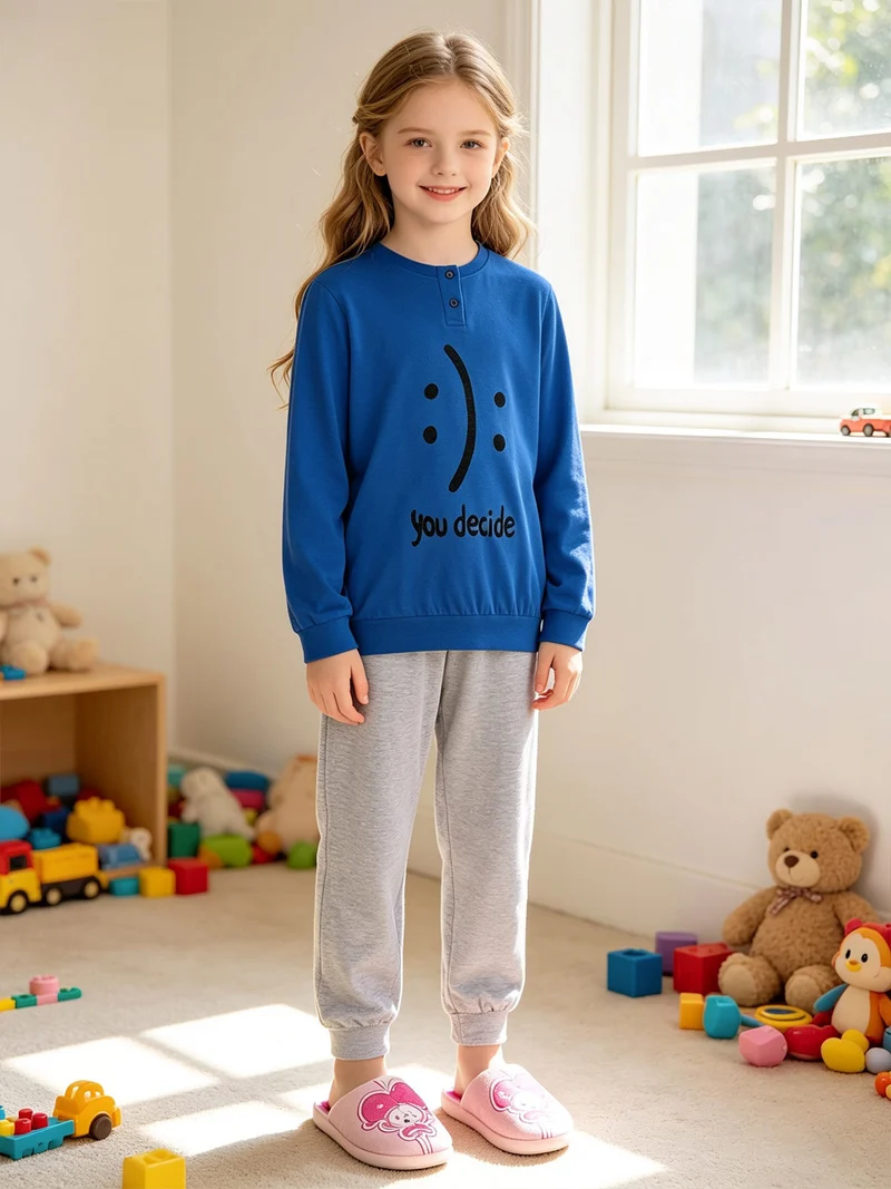 Pigiama ragazza in cotone - blu