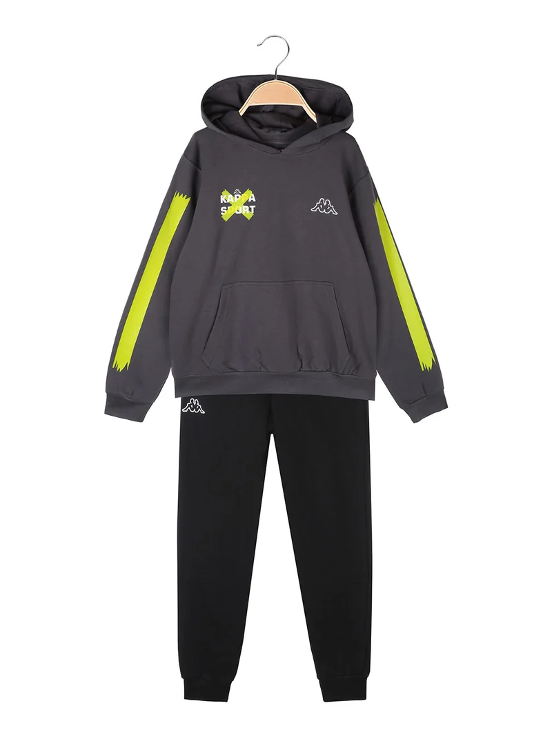 Completo tuta 2 pezzi da ragazzo con cappuccio - grigio scuro