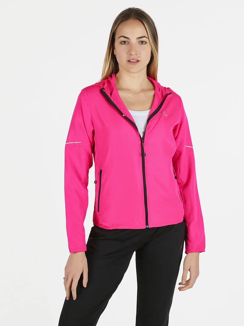 Giacca running da donna con cappuccio - fucsia