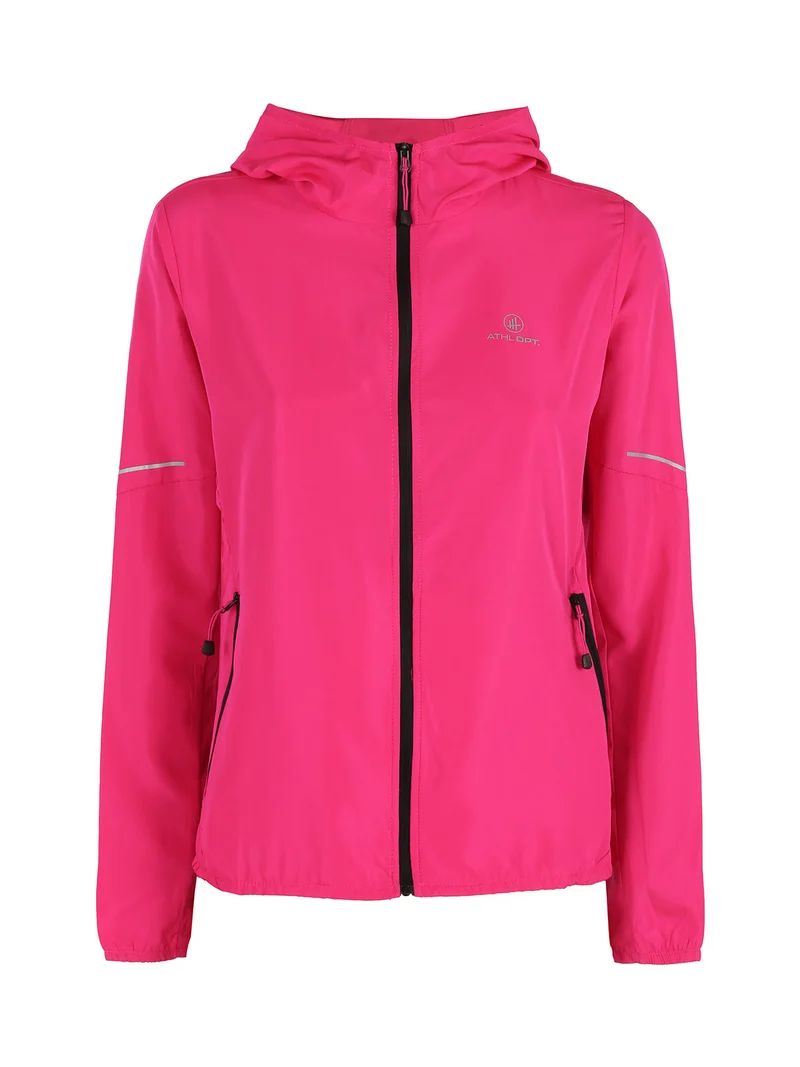 Giacca running da donna con cappuccio - fucsia