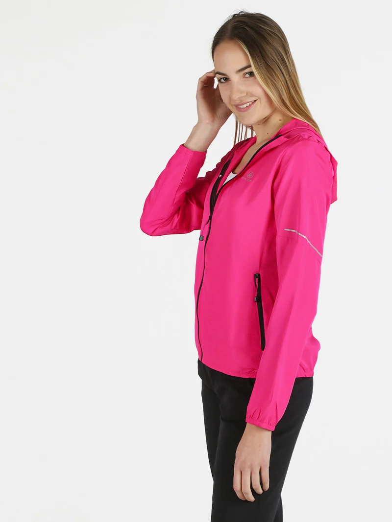 Giacca running da donna con cappuccio - fucsia