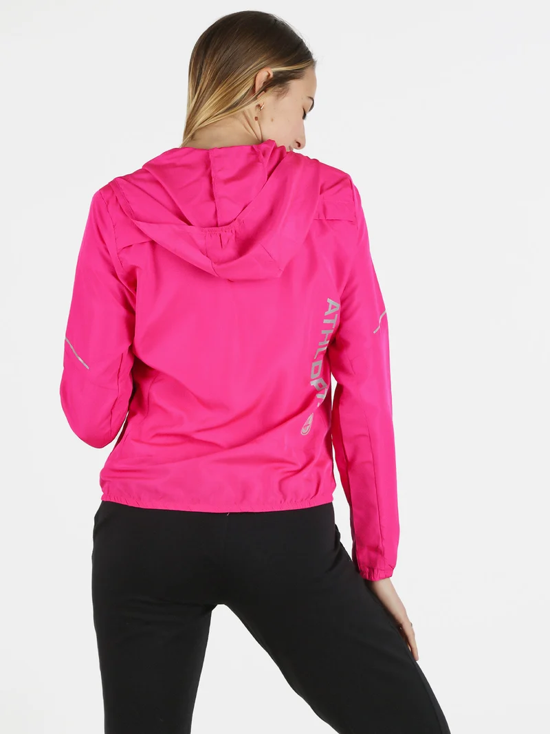 Giacca running da donna con cappuccio - fucsia