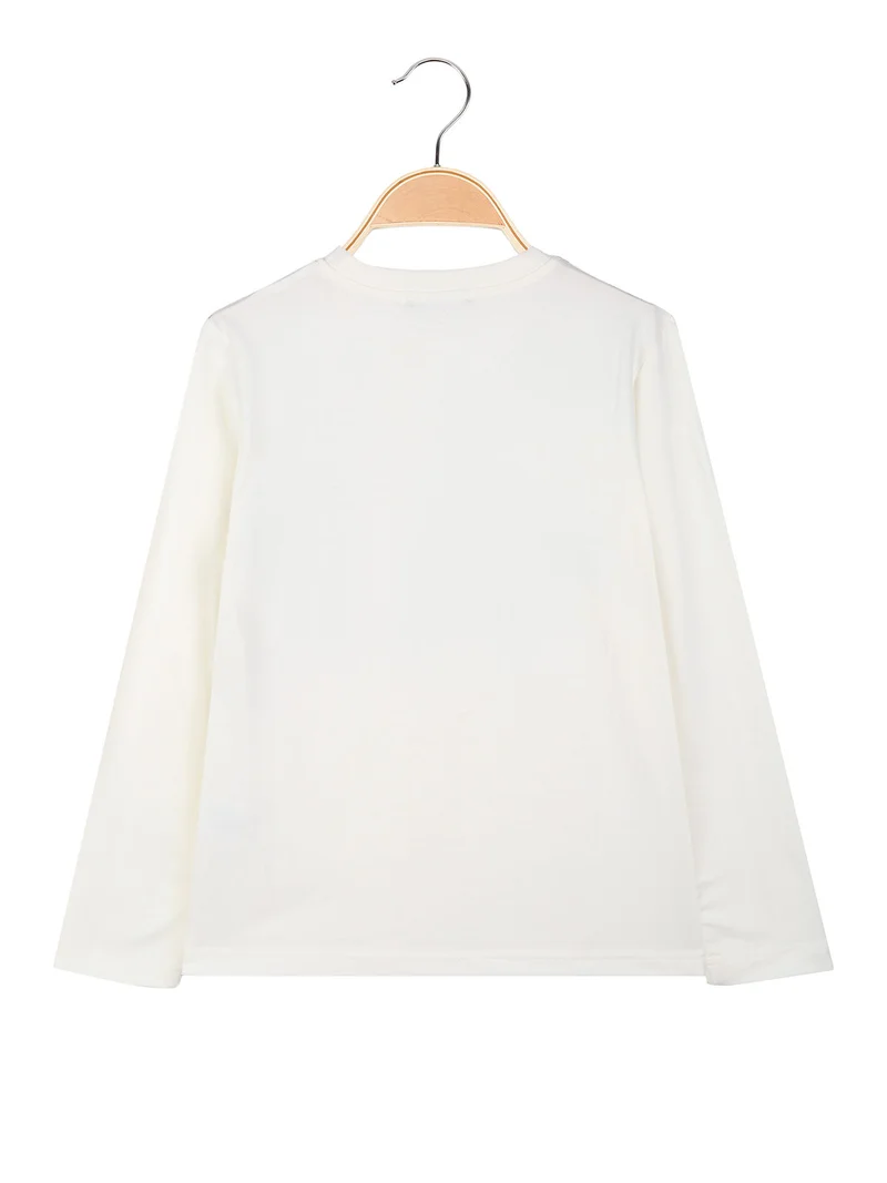 T-shirt da ragazzo a maniche lunghe con stampe - panna