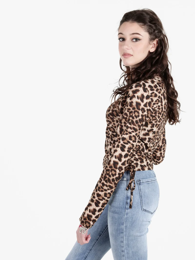 Maglia donna maculata a maniche lunghe - marrone