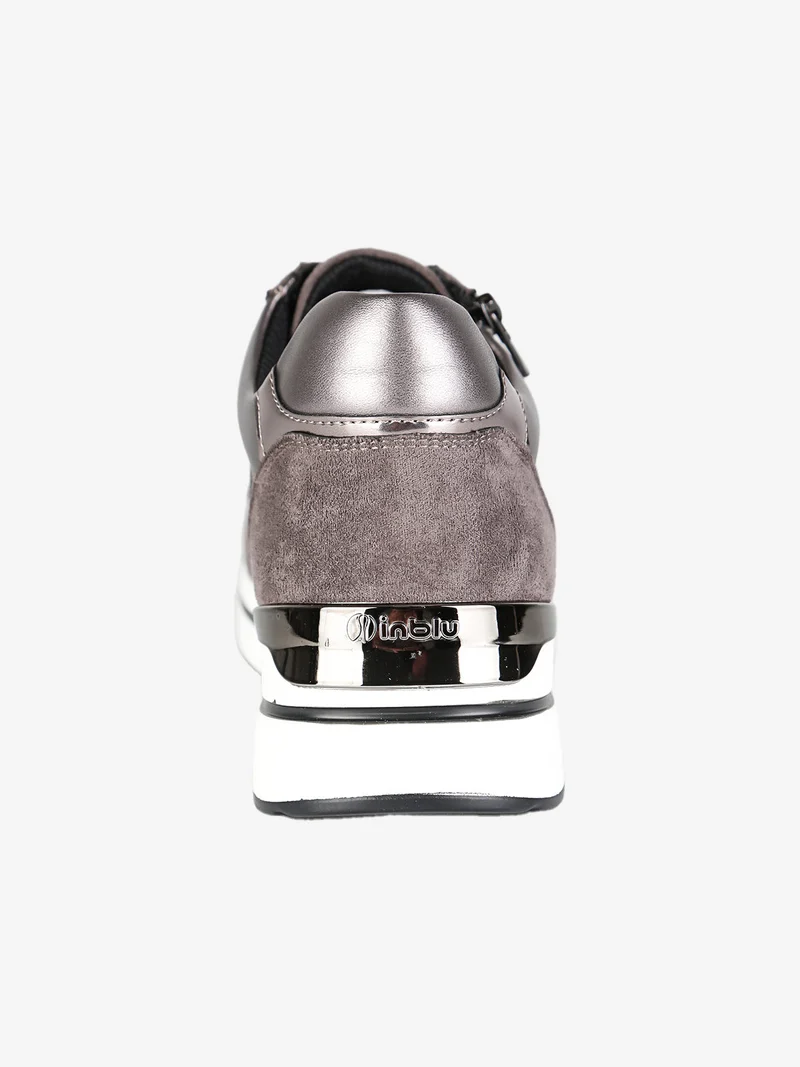 Sneakers donna platform con zip e lacci - grigio scuro