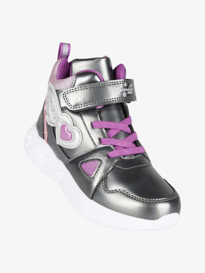 Sneakers alte da bambina con strappo - grigio