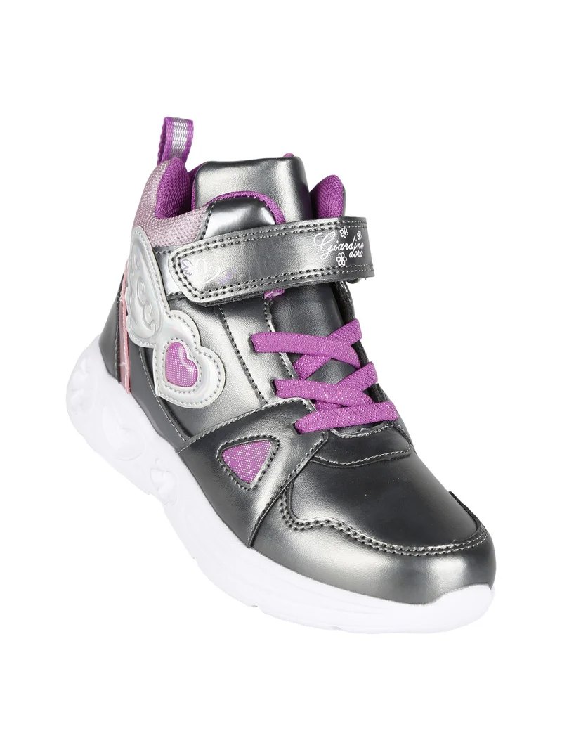 Sneakers alte da bambina con strappo - grigio