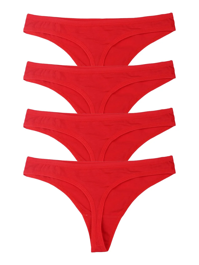 Confezione da 4 perizoma da donna in cotone - rosso