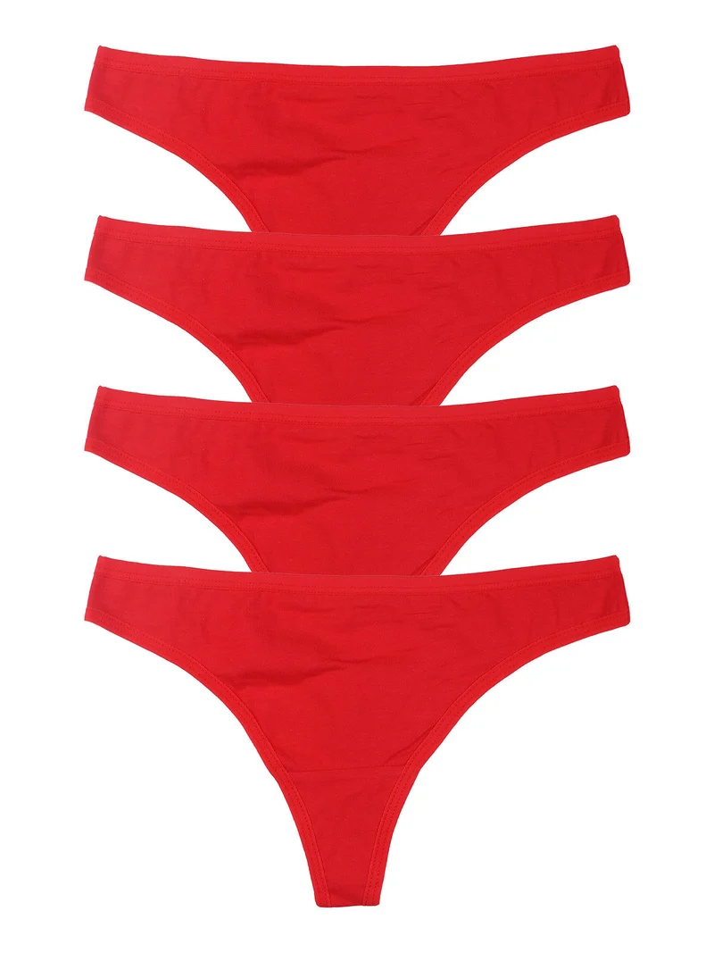 Confezione da 4 perizoma da donna in cotone - rosso
