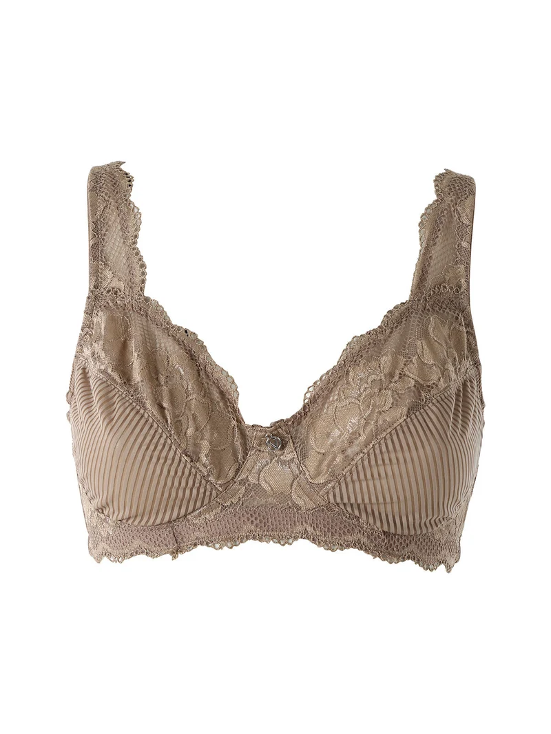 AR10 Reggiseno preformato con pizzo senza ferretto coppa D - fango