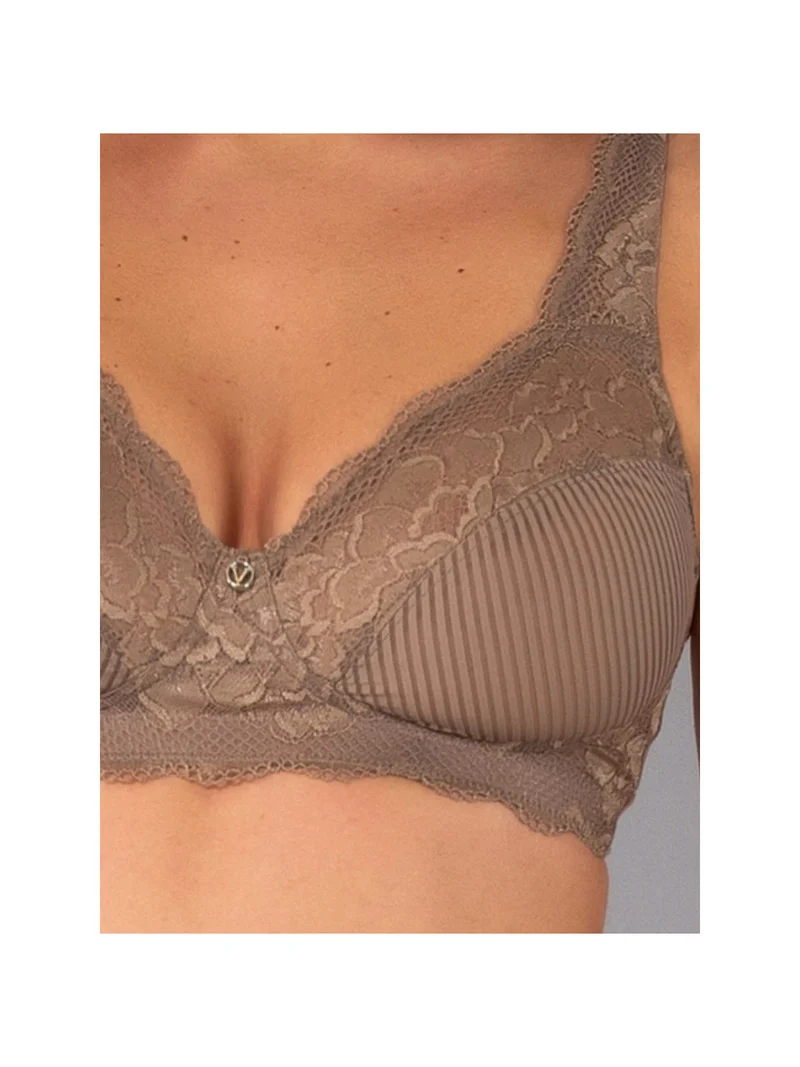 AR10 Reggiseno preformato con pizzo senza ferretto coppa D - fango