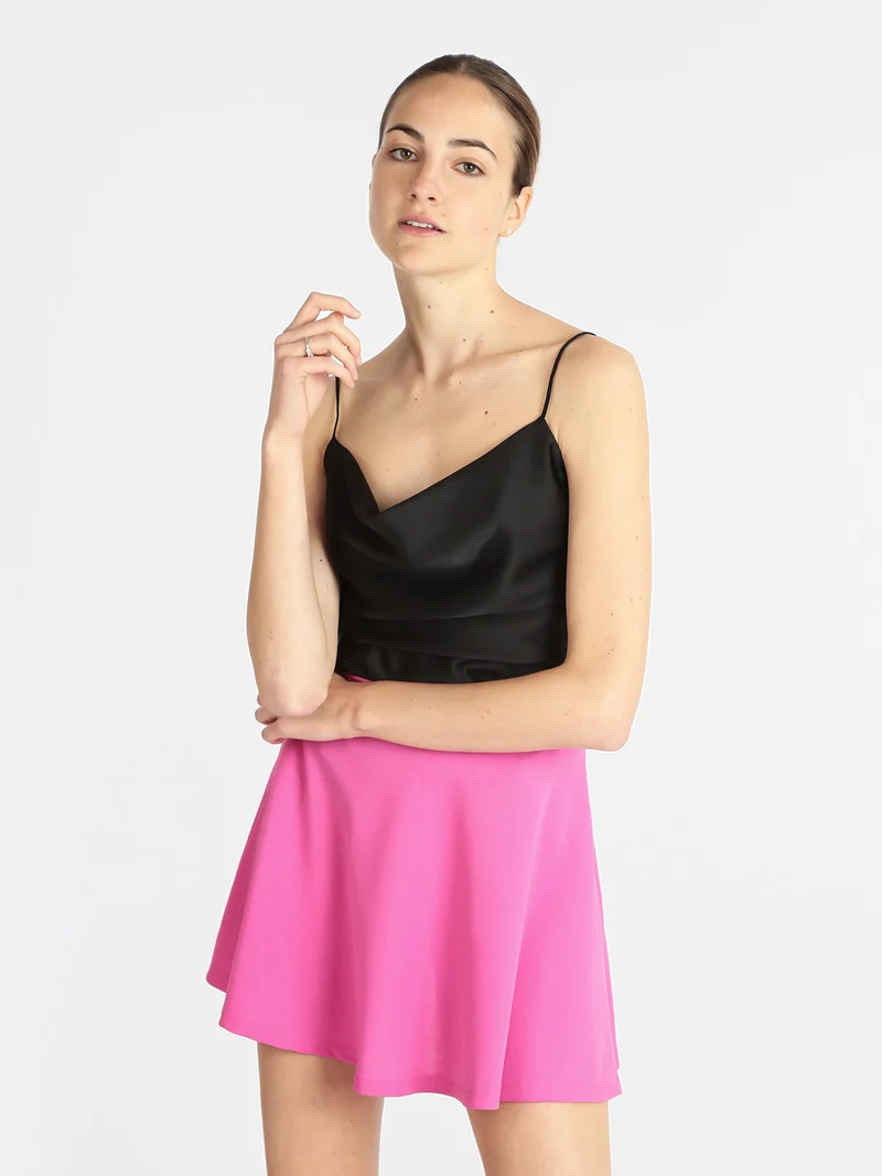 Top donna con scollo a cascata - nero