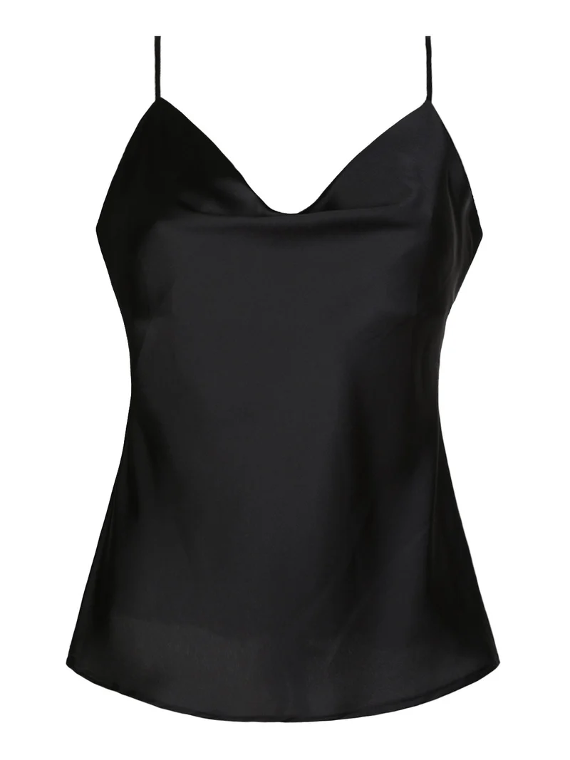 Top donna con scollo a cascata - nero