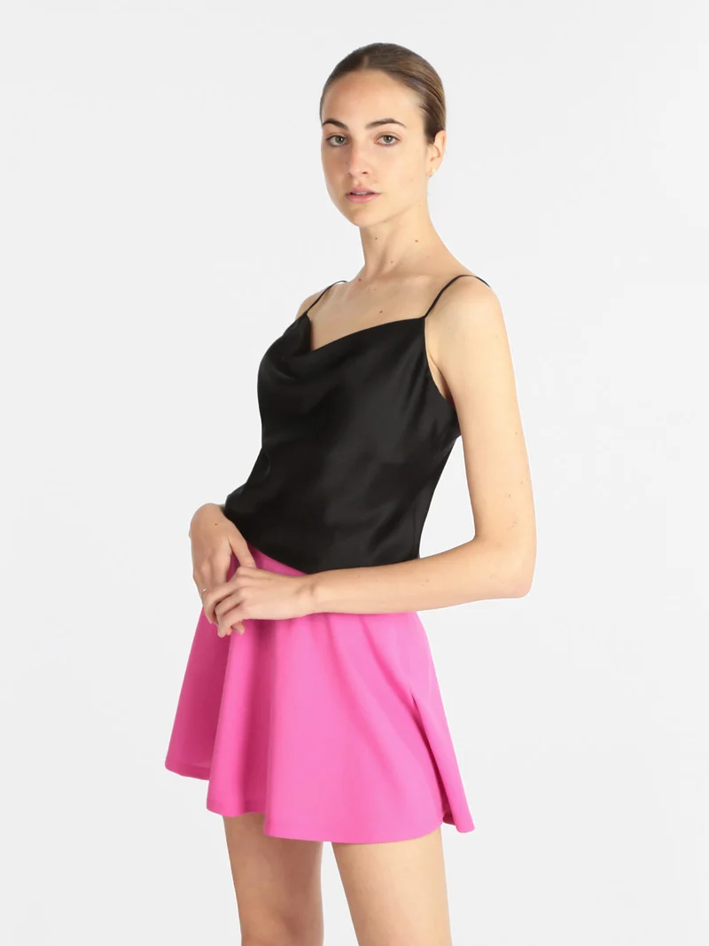 Top donna con scollo a cascata - nero
