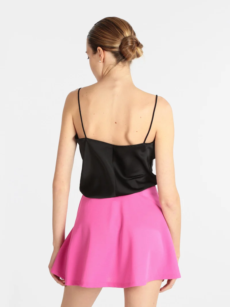 Top donna con scollo a cascata - nero