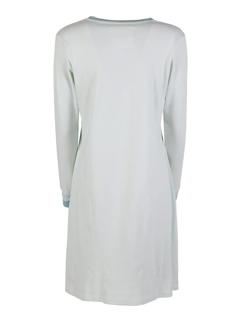 Camicia da notte donna aperta con bottoni in cotone interlock - acqua marina