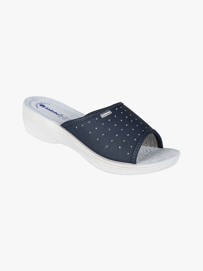 Ciabatte sanitarie da donna aperte con plantare in pelle - blu scuro