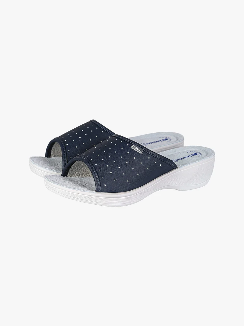 Ciabatte sanitarie da donna aperte con plantare in pelle - blu scuro