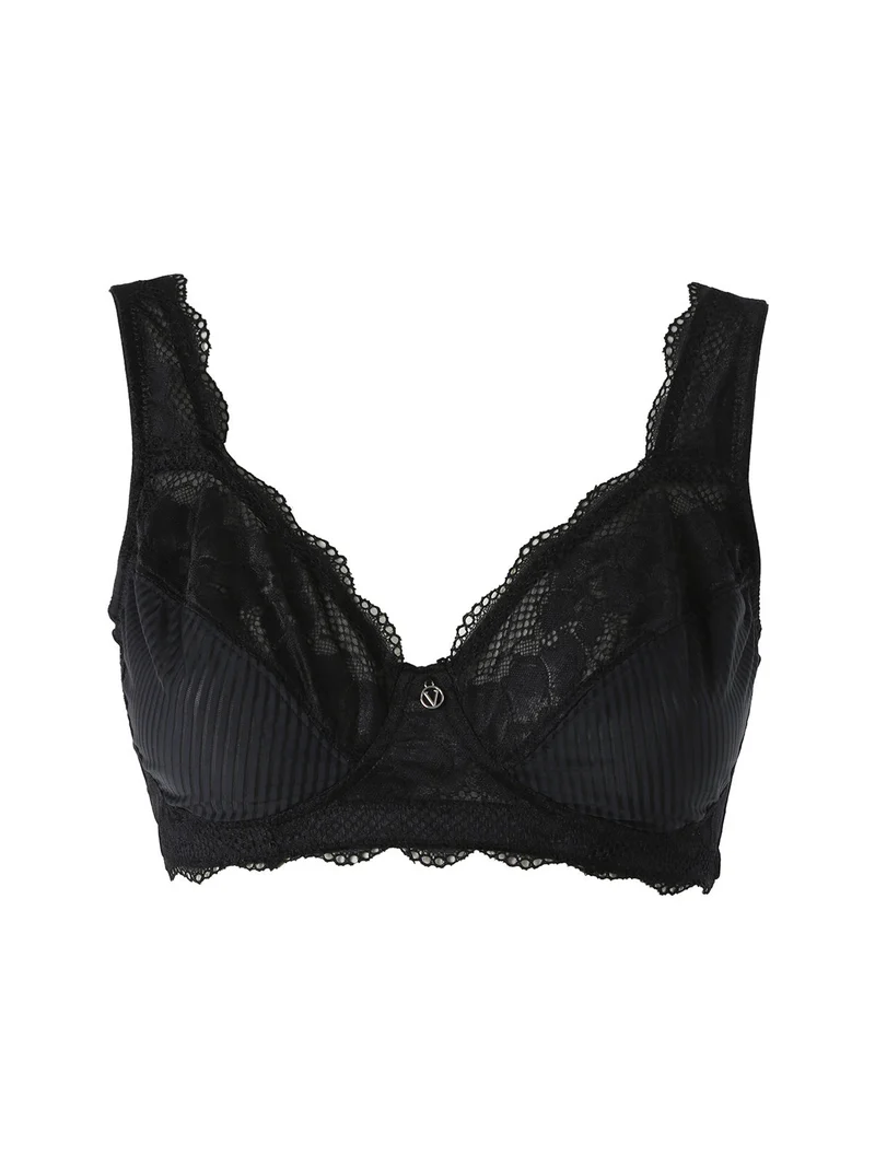 AR10 Reggiseno preformato con pizzo senza ferretto coppa C - nero