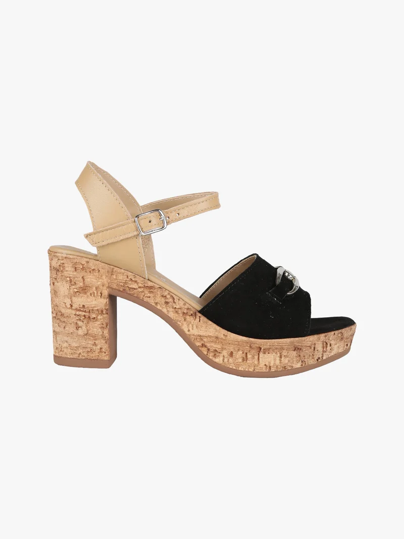 Sandali in pelle donna con fibbia - nero