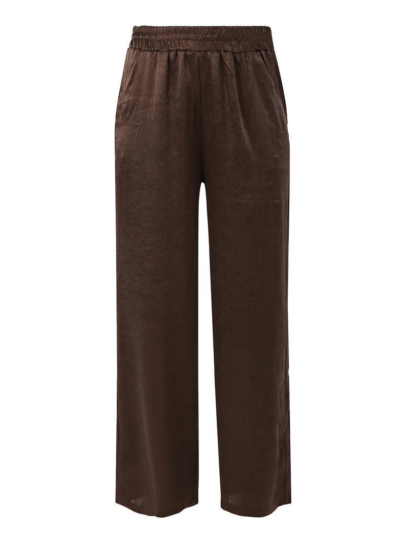 Pantaloni donna leggeri effetto lucido - moro