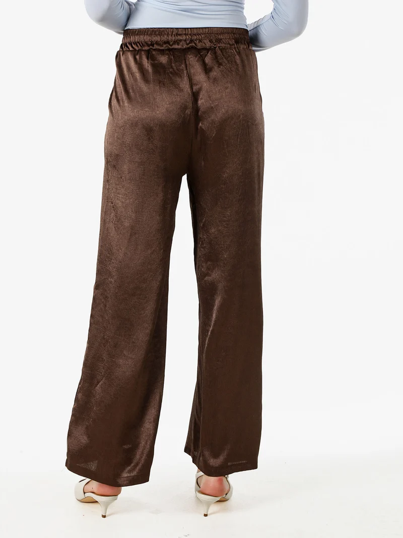 Pantaloni donna leggeri effetto lucido - moro